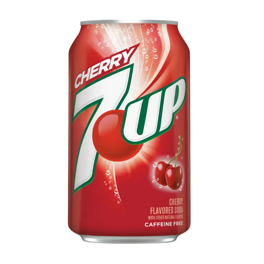 7Up Cherry 355 ml Dose – erfrischendes Kirsch-Softgetränk ohne Koffein, importiertes amerikanisches Soda für den Getränke- und Snackgroßhandel