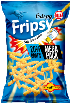 Fripsy Salt Classic Sticks Mega Pack 120 g – knusprige gesalzene Sticks, ideal für Kioske, Snackautomaten und den internationalen Snackgroßhandel.